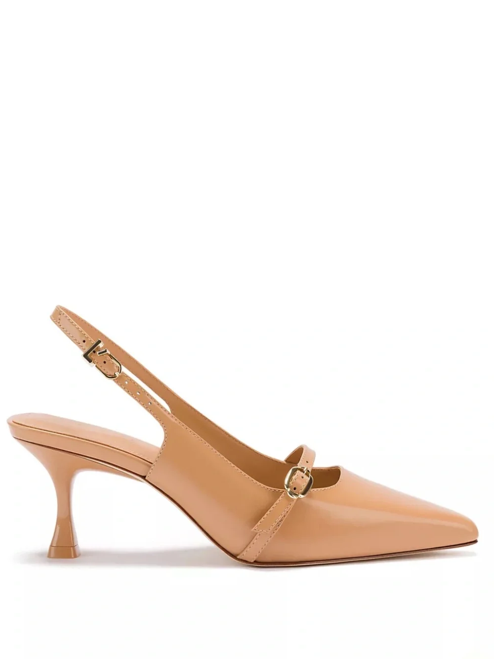 Larroude Ines Pump In Tan Leather Size 7 Office Elevated Basic Slingback Buckle